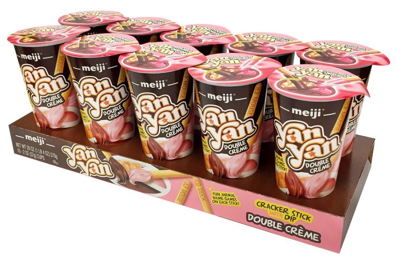 Yan Yan Cracker Stick with Dip Meiji Chocolate and Strawberry Double Crème 2 Oz-10 Count